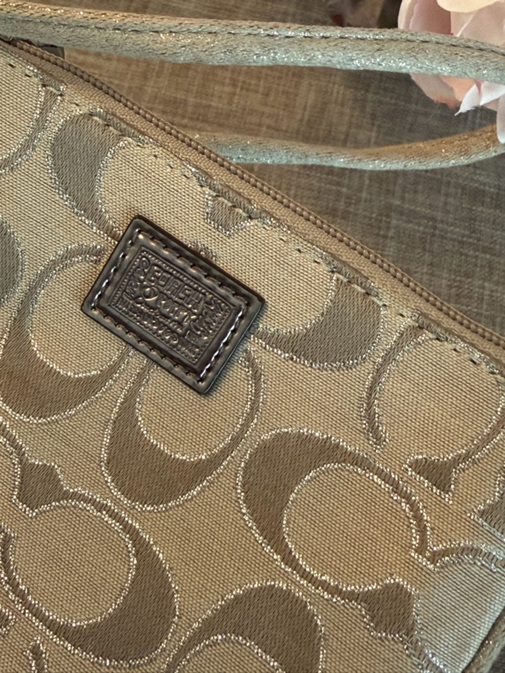 Coach EUC Silver Signature Wristlet Pouch - Picture 3 of 5